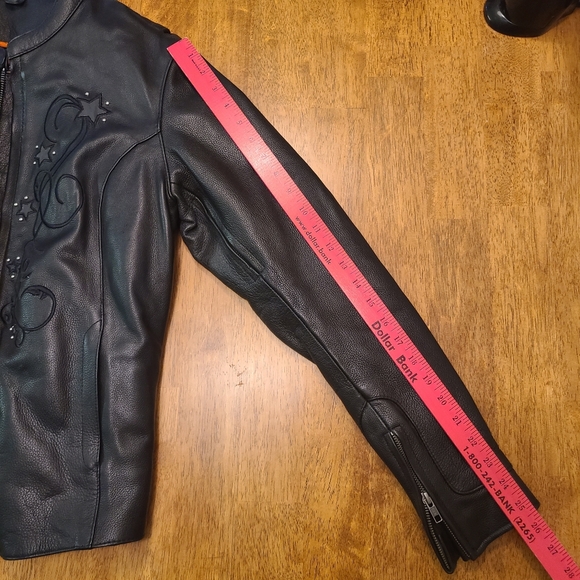 Black Leather Jacket with Star Design - Picture 10 of 12